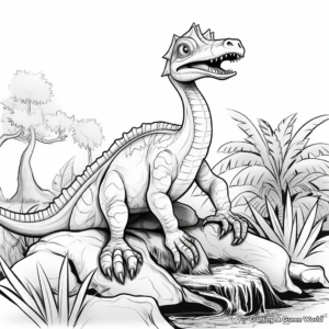 Coloring Pages of Dilophosaurus in its Natural Habitat 4