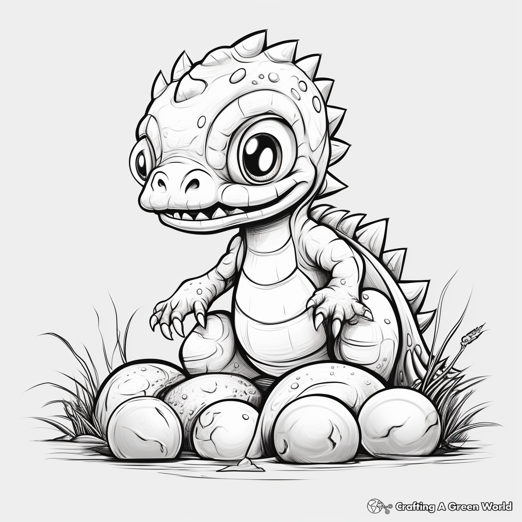 Coloring Pages of Dinosaur Hatchlings 2