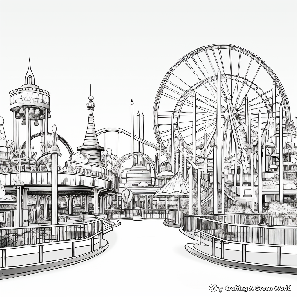 Coloring Pages of Empty Amusement Parks 1