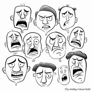 Coloring Pages of Faces Showing Disgust 1