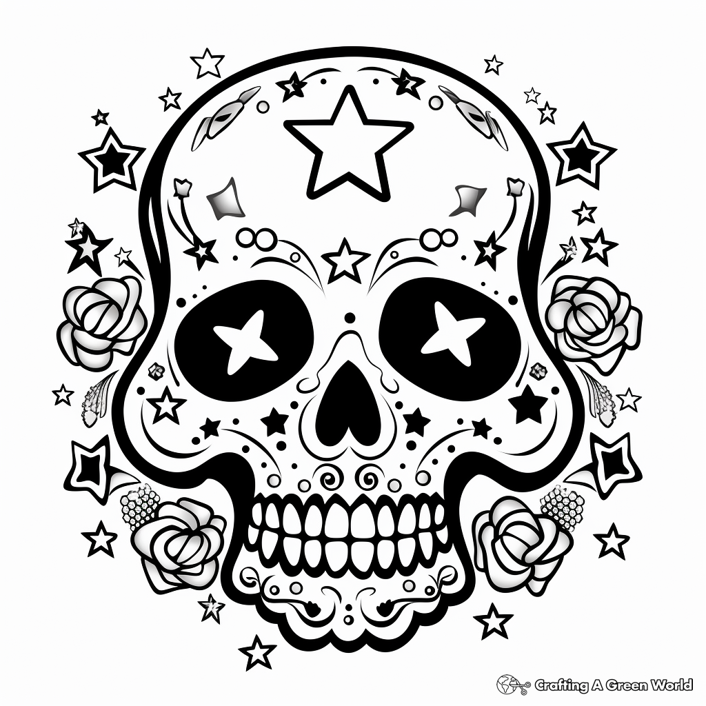 Coloring Pages of Glittery Glam Skulls 1