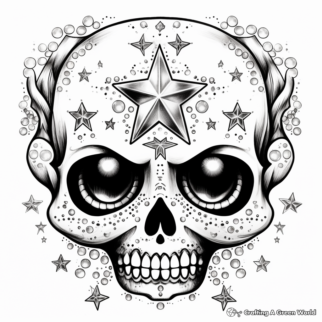 Coloring Pages of Glittery Glam Skulls 3