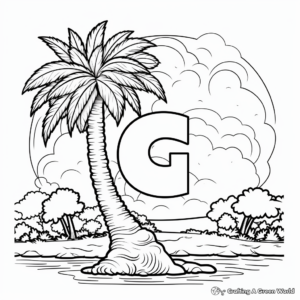 Coloring Pages of Letter G in Nature Theme 1