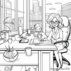 Coloring Pages of Organized Office Work 2