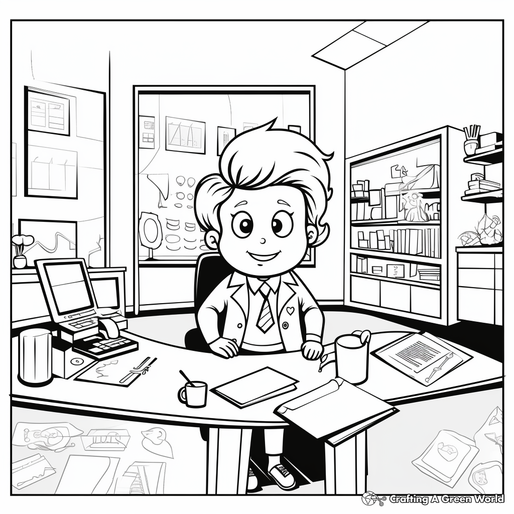 Coloring Pages of Organized Office Work 3