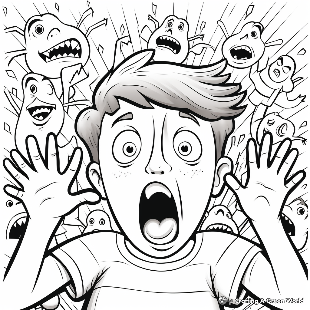 Coloring Pages of People Expressing Fear 3