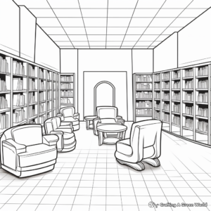 Coloring Pages of Quiet Empty Library 2