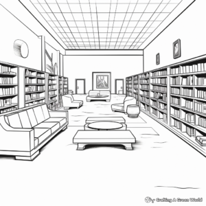 Coloring Pages of Quiet Empty Library 3