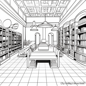 Coloring Pages of Quiet Empty Library 4