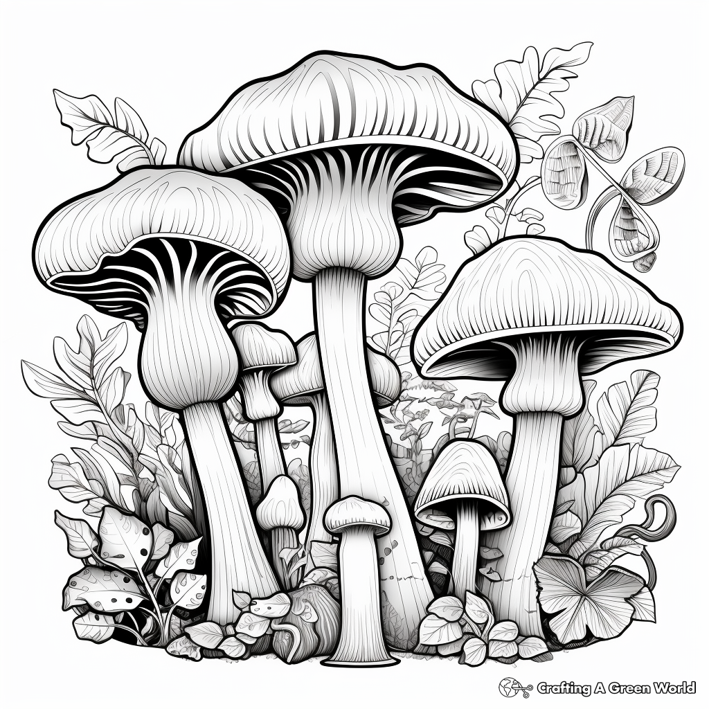 Coloring Pages of Rainforest Fungi 1