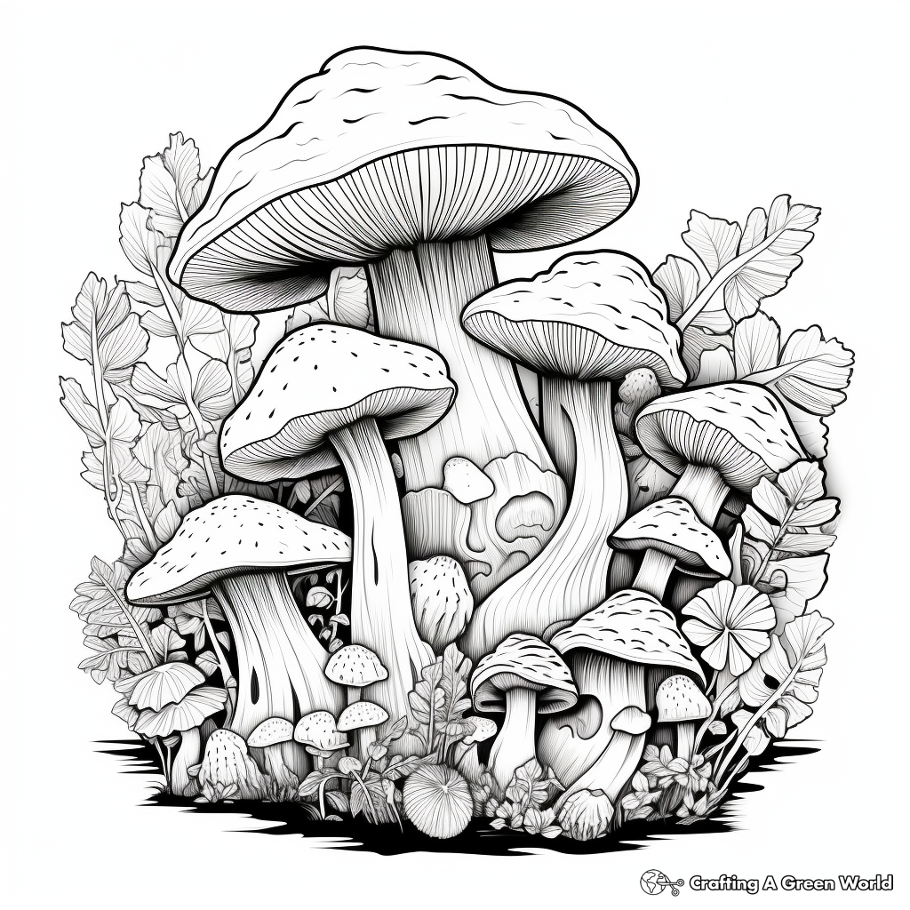 Coloring Pages of Rainforest Fungi 4