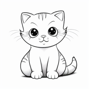 Coloring Pages of Scottish Fold Kitten Sitting 1