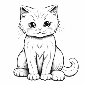 Coloring Pages of Scottish Fold Kitten Sitting 2