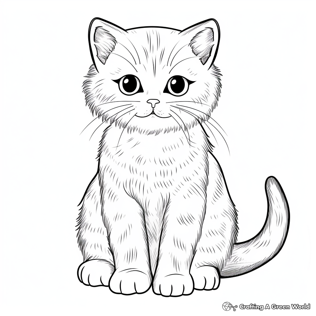 Coloring Pages of Scottish Fold Kitten Sitting 3
