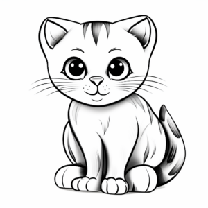 Coloring Pages of Scottish Fold Kitten Sitting 4
