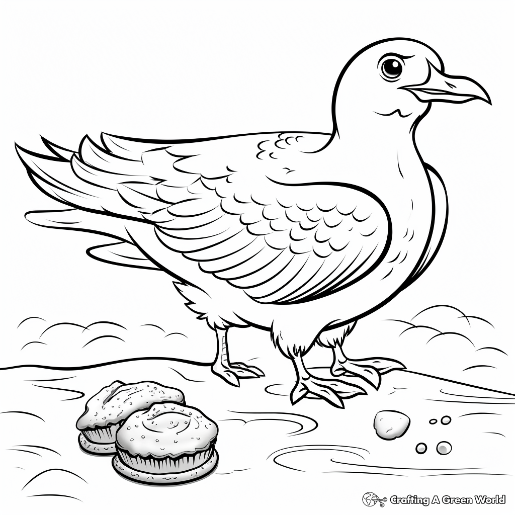 Coloring Pages of Seagull Finding Food 4