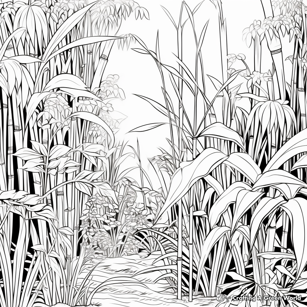 Coloring Pages of the Mighty Bamboo Plants 1