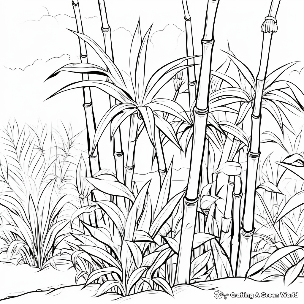 Coloring Pages of the Mighty Bamboo Plants 4