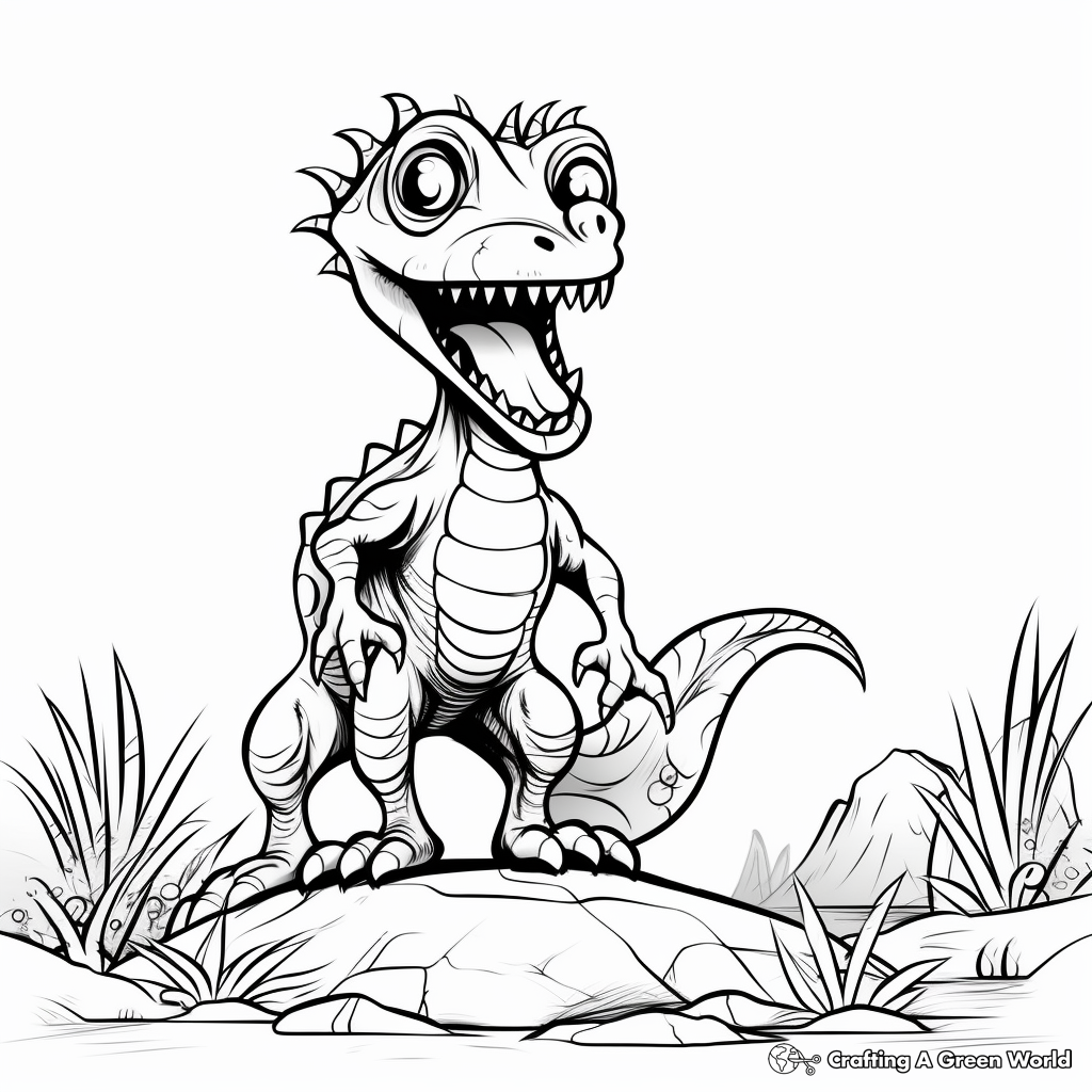 Coloring Pages of the Scary Dilophosaurus in the Wild 1