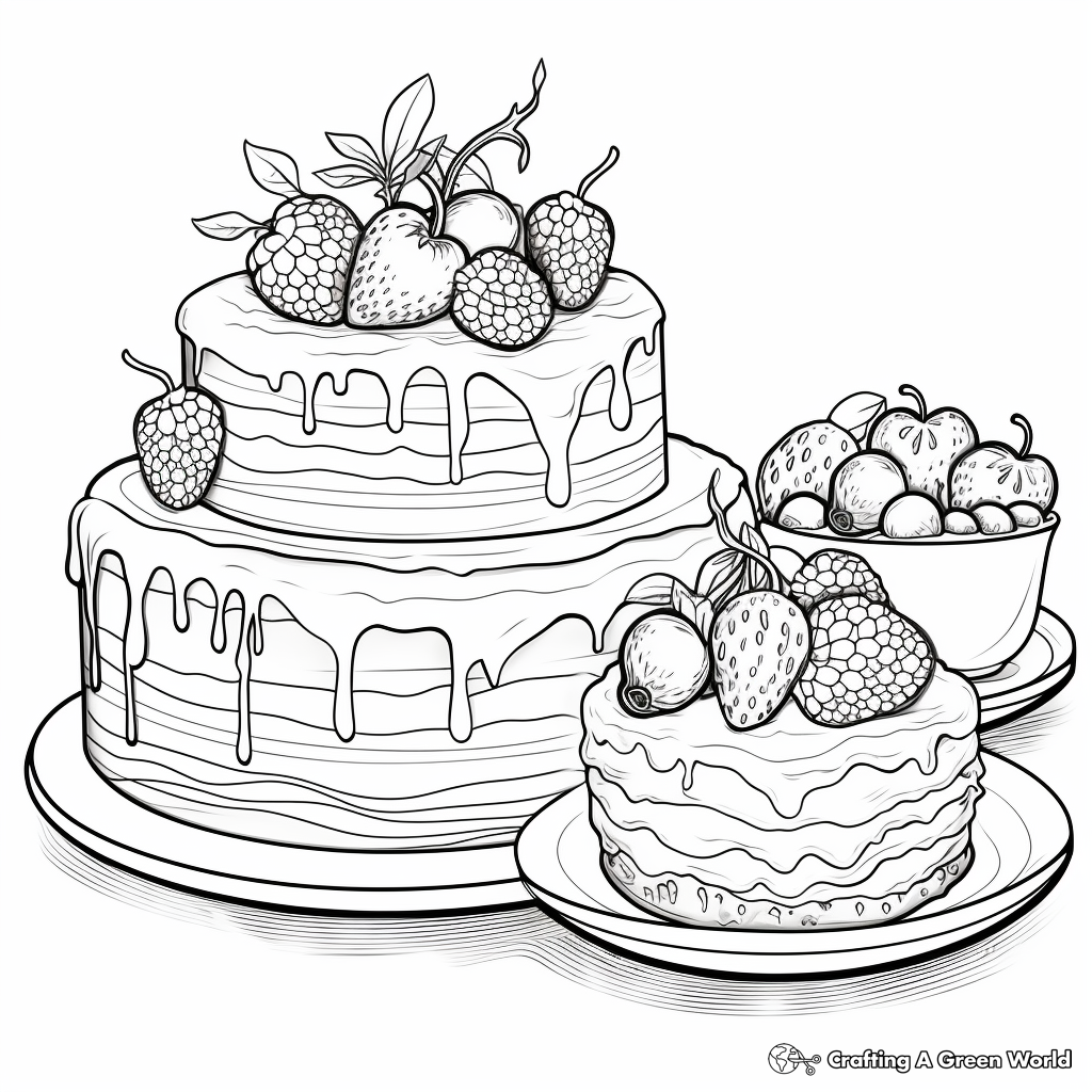 Coloring Pages of Traditional Fruit Cakes 1