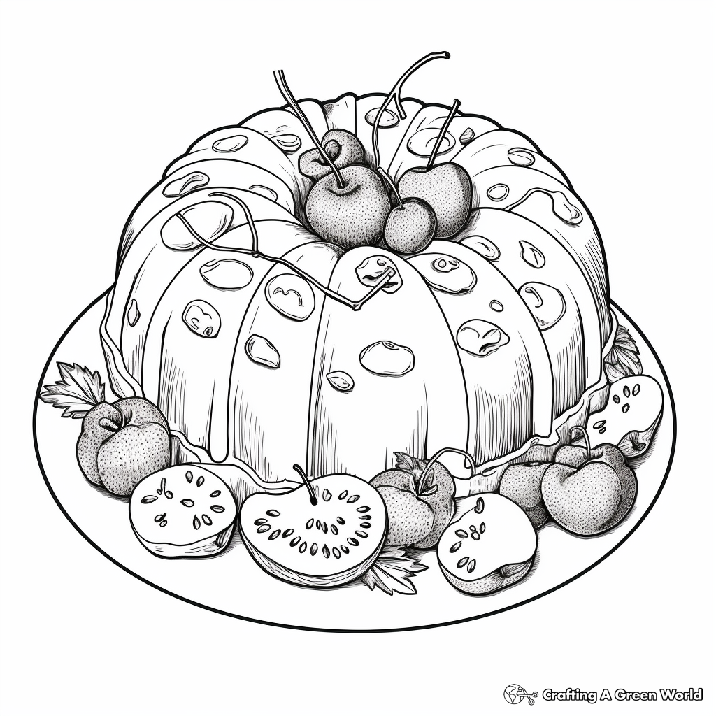 Coloring Pages of Traditional Fruit Cakes 2