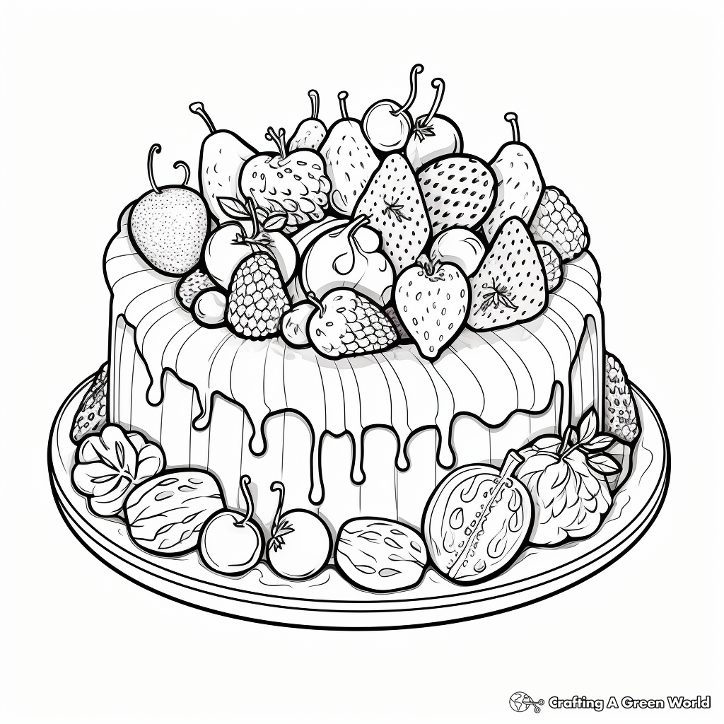 Coloring Pages of Traditional Fruit Cakes 3