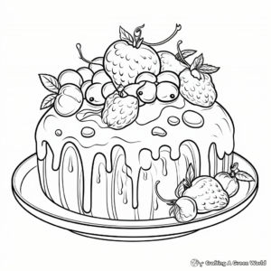 Coloring Pages of Traditional Fruit Cakes 4