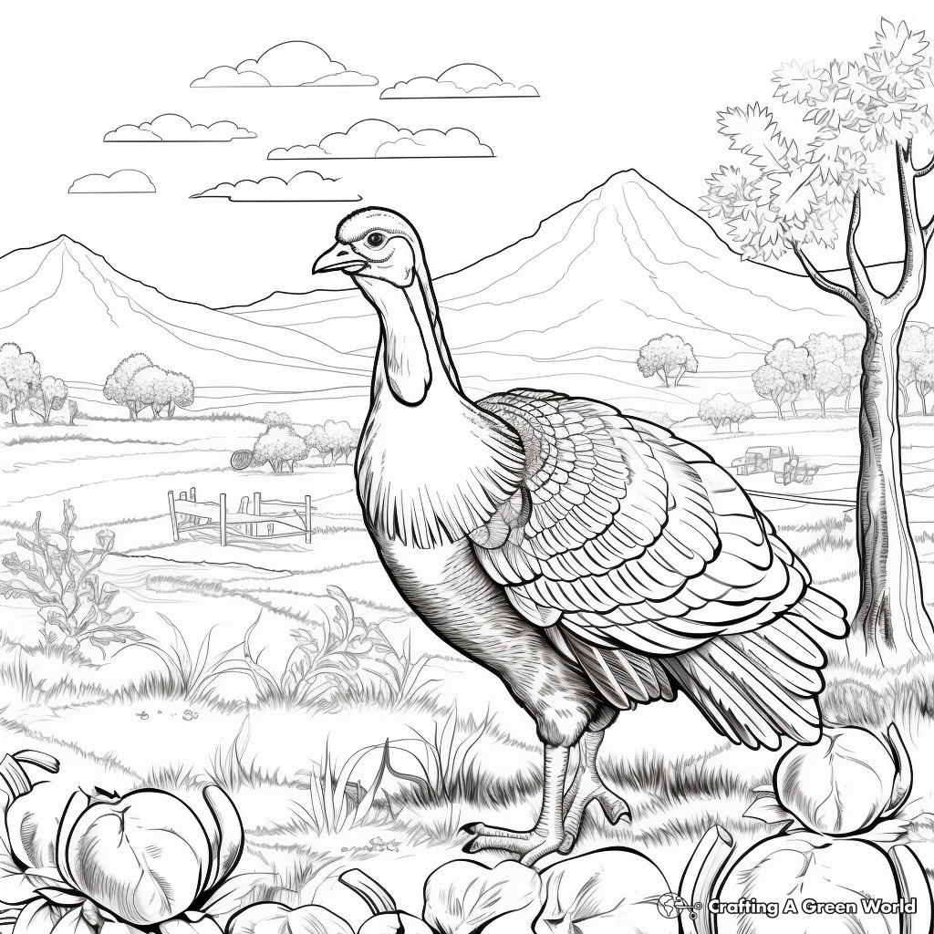 Coloring Pages of Turkey in Natural Habitat 3
