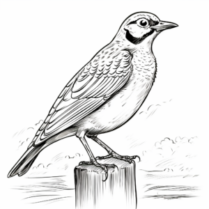Coloring Pages of Western Meadowlark in Various Poses 2