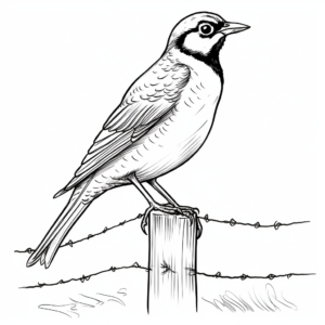 Coloring Pages of Western Meadowlark in Various Poses 4