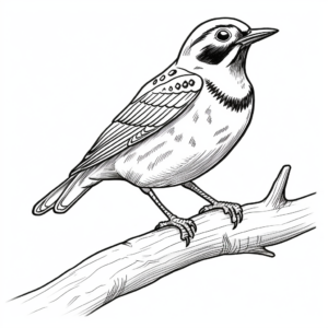 Coloring Pages of Western Meadowlark on a Branch 1