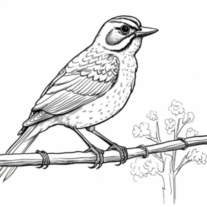 Coloring Pages of Western Meadowlark on a Branch 3