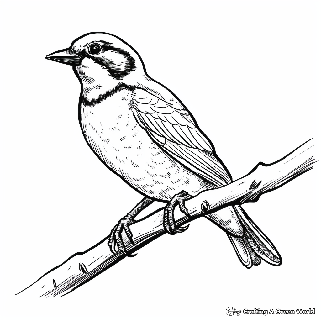 Coloring Pages of Western Meadowlark on a Branch 4