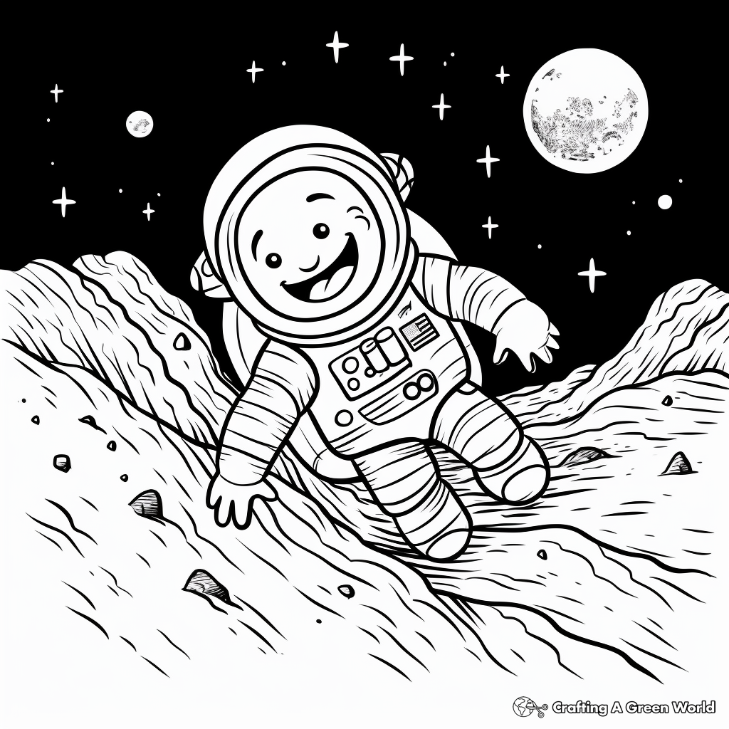 Comet and Astronaut Coloring Pages for Kids 1
