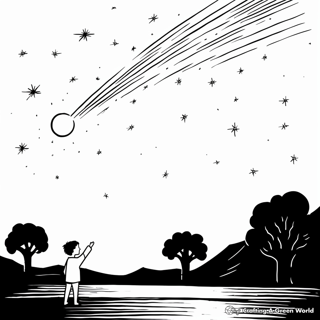 Comet and Meteor Shower Coloring Pages 1