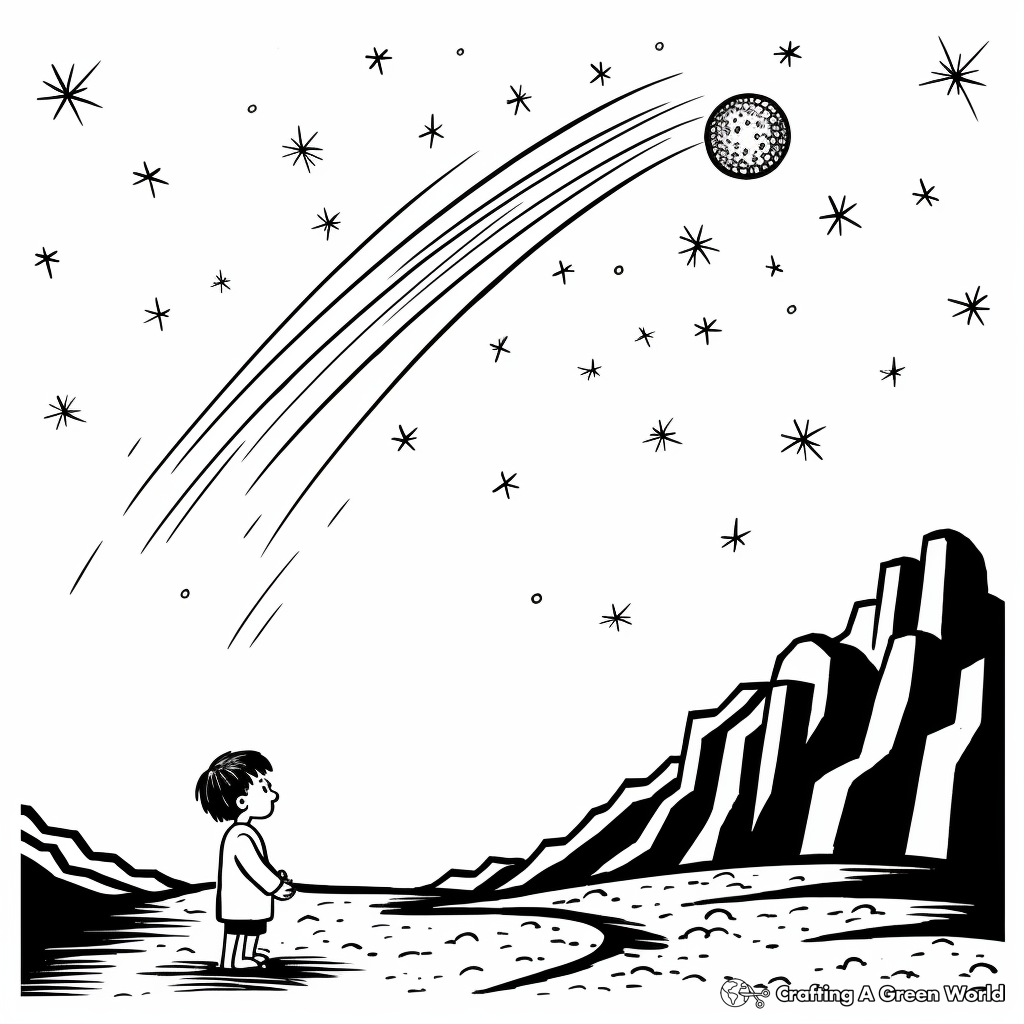 Comet During a Meteor Shower Coloring Pages 1