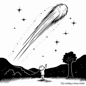 Comet During a Meteor Shower Coloring Pages 2