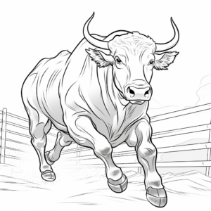 Comic Style Bucking Bull Coloring Pages 1