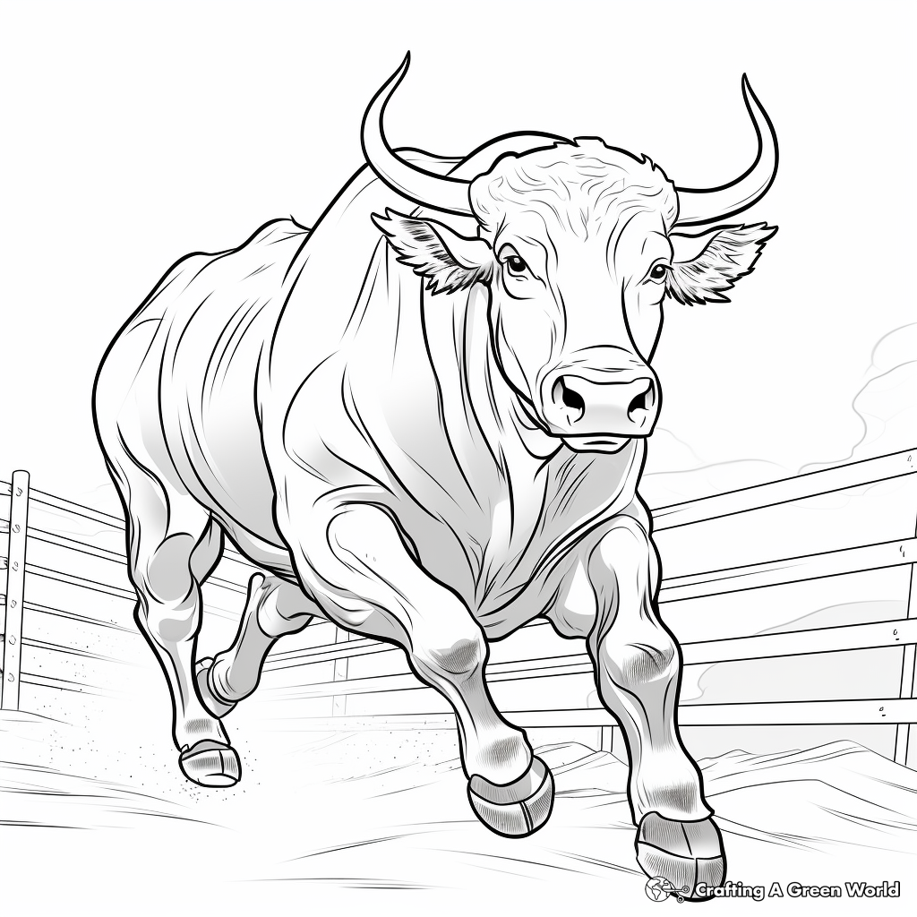 Comic Style Bucking Bull Coloring Pages 1