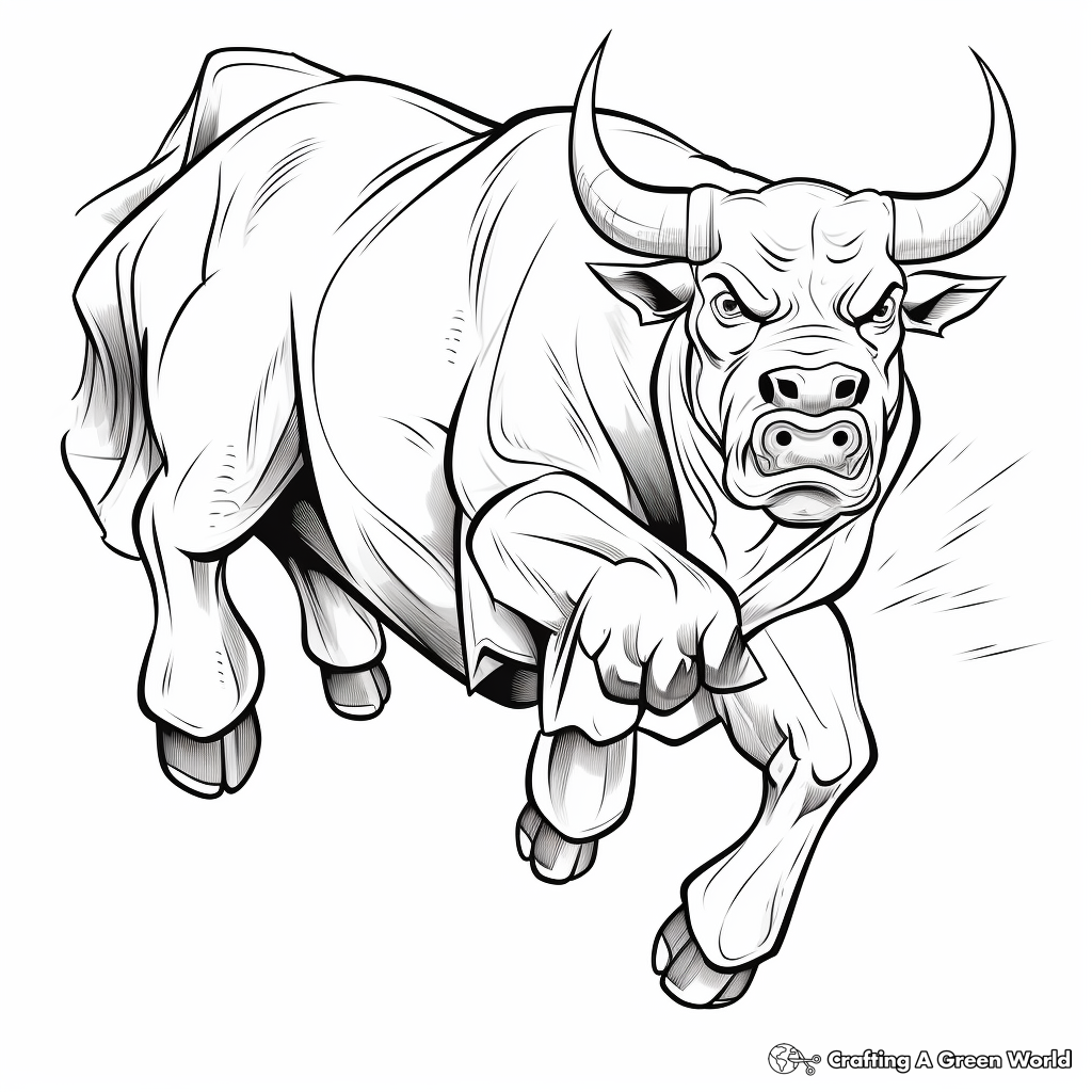 Comic Style Bucking Bull Coloring Pages 2