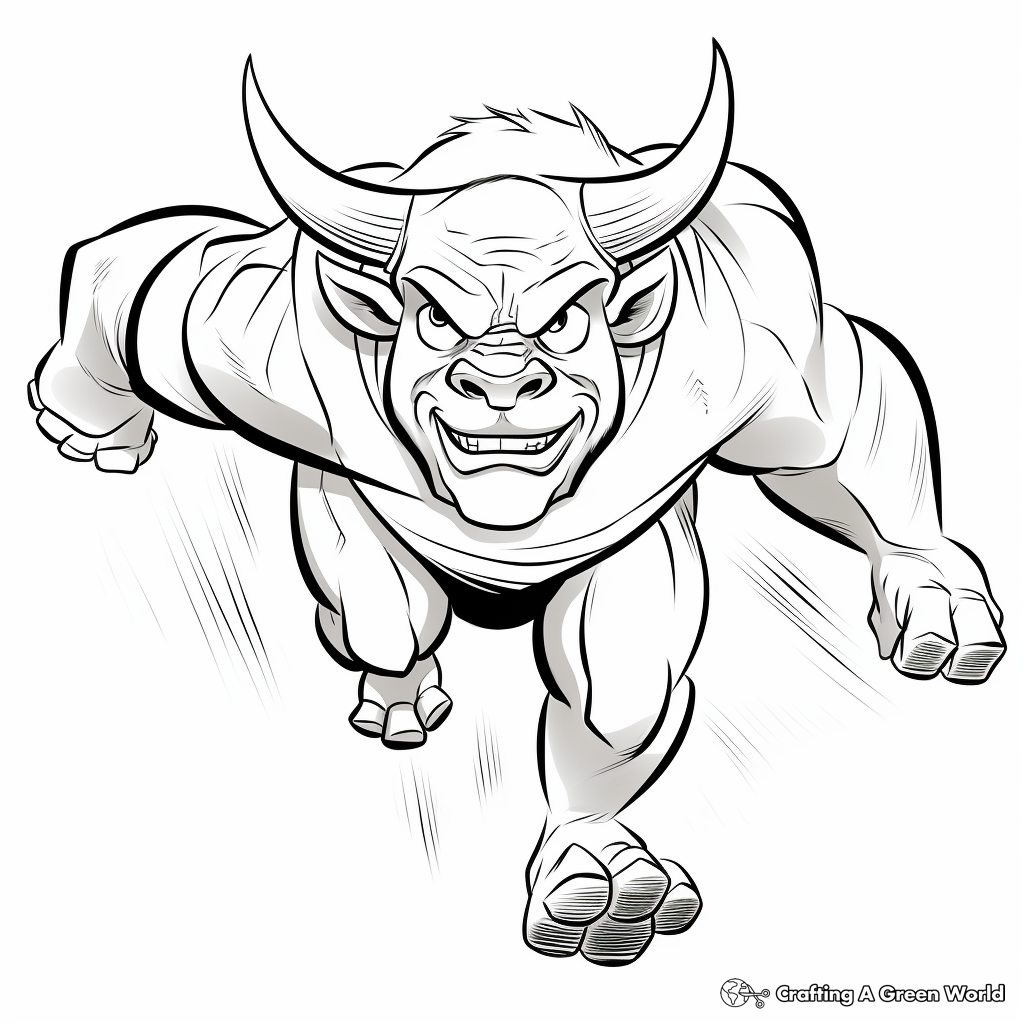 Comic Style Bucking Bull Coloring Pages 4