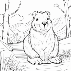 Comic Style Capybara Coloring Pages 1