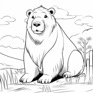 Comic Style Capybara Coloring Pages 3