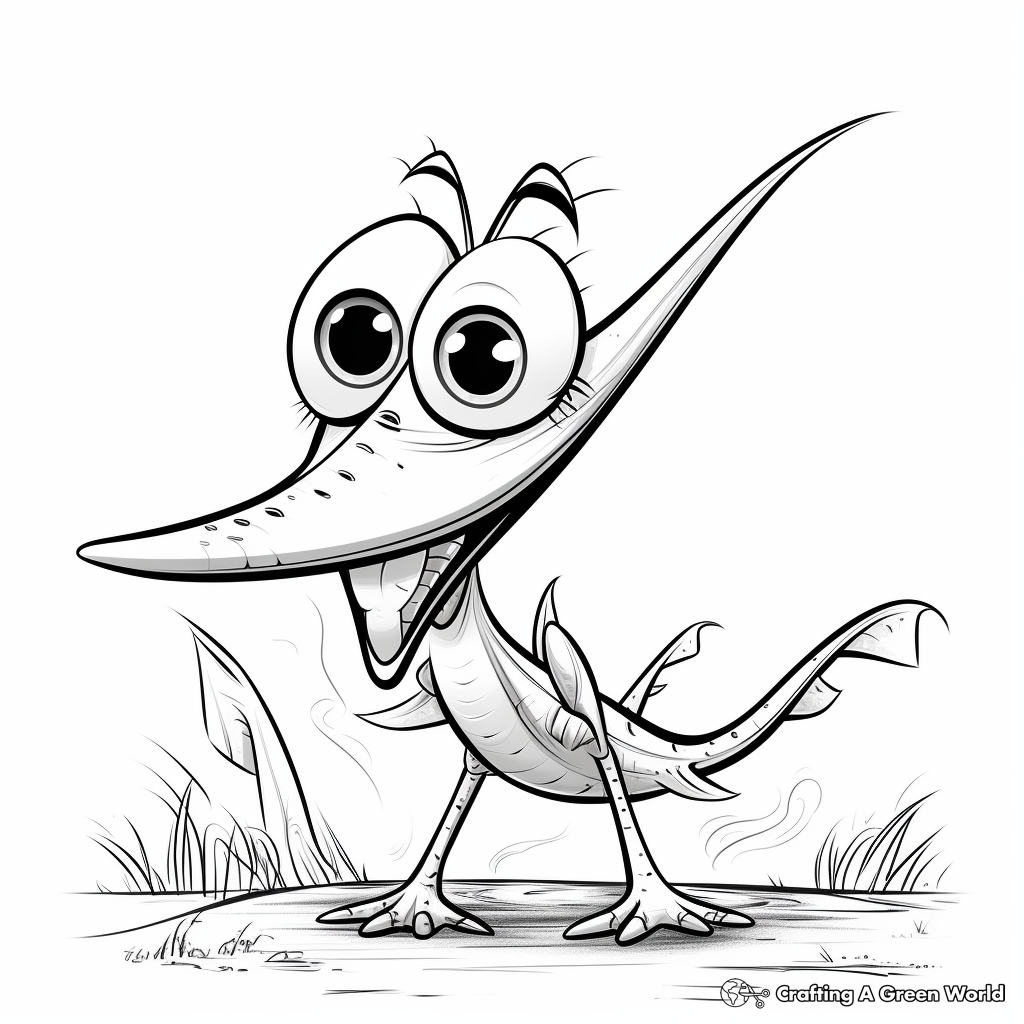 Comic Style Pteranodon Coloring Sheets 3