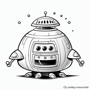 Comic Style: Whimsical Alien Spaceship Coloring Pages 4