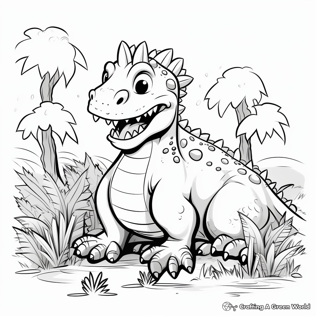 Community of Megalosaurus Coloring Page 1