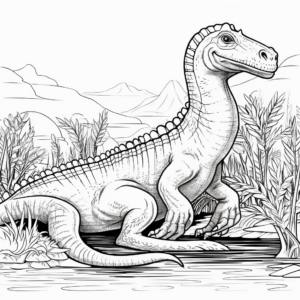 Compelling Iguanodon in Habitat Coloring Pages 1