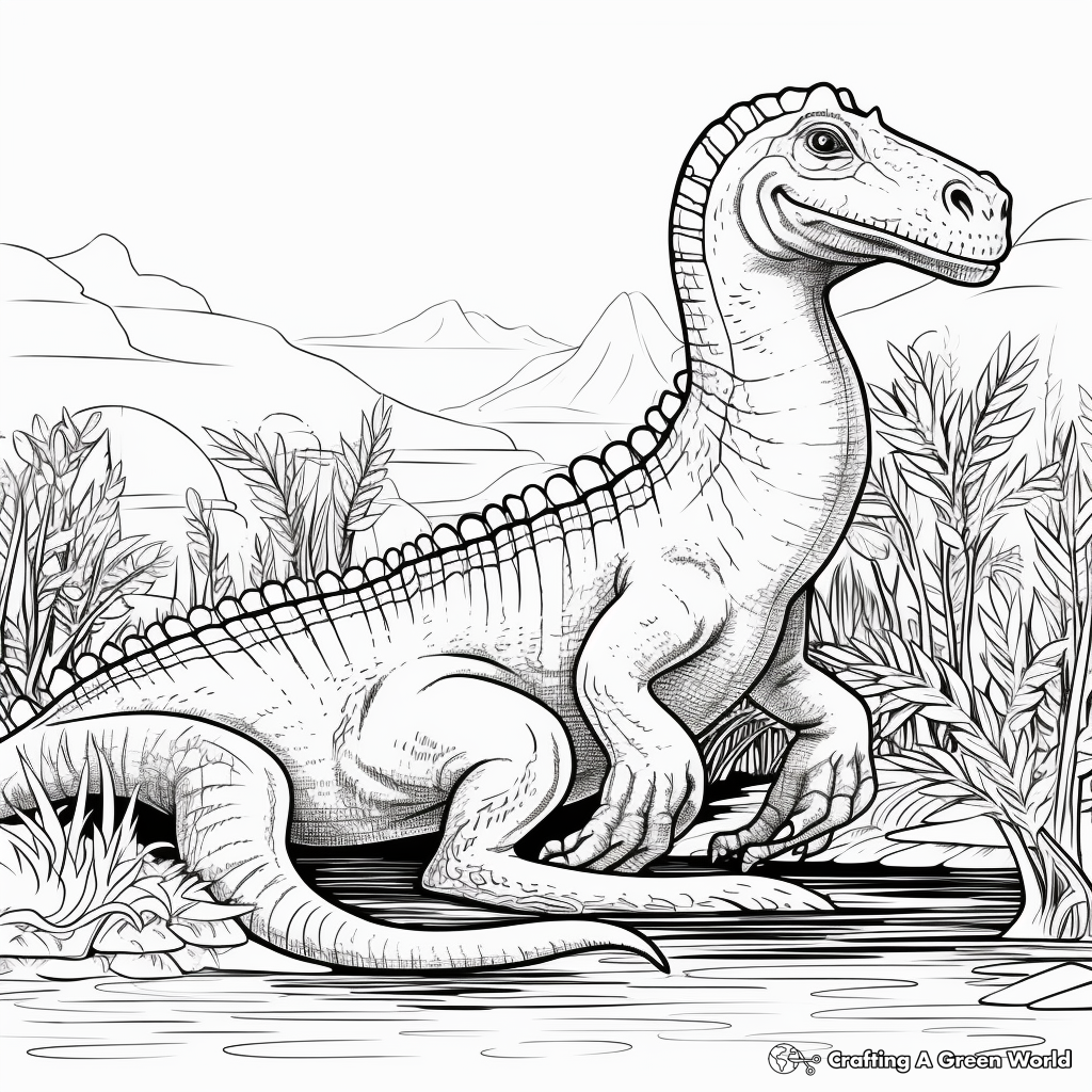 Compelling Iguanodon in Habitat Coloring Pages 1