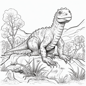 Compelling Iguanodon in Habitat Coloring Pages 2
