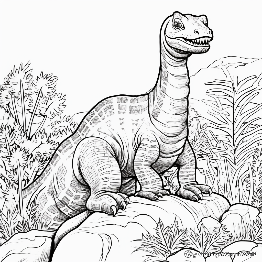 Compelling Iguanodon in Habitat Coloring Pages 3